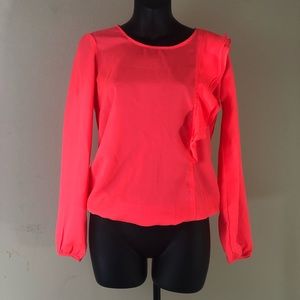 Harpa Bright Orange size S Blouse with Ruffles